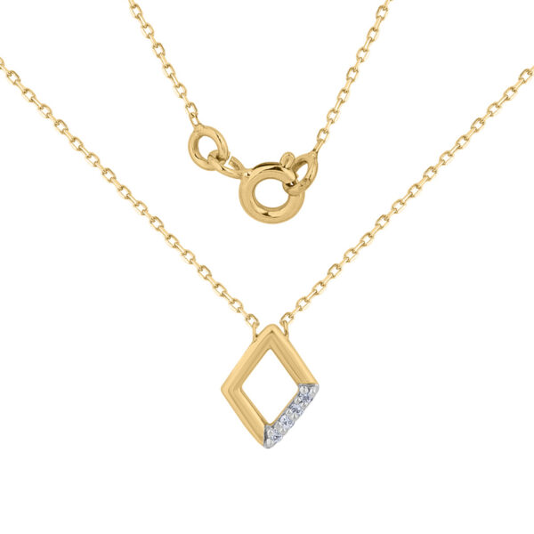 Square shape gold diamond necklace