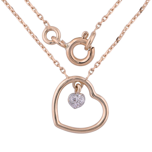 Heart shape diamond gold necklace