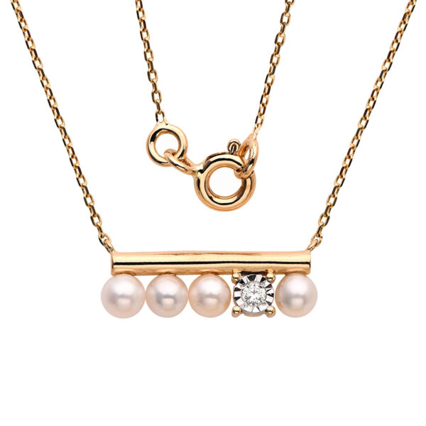 Pearl Diamond gold necklace