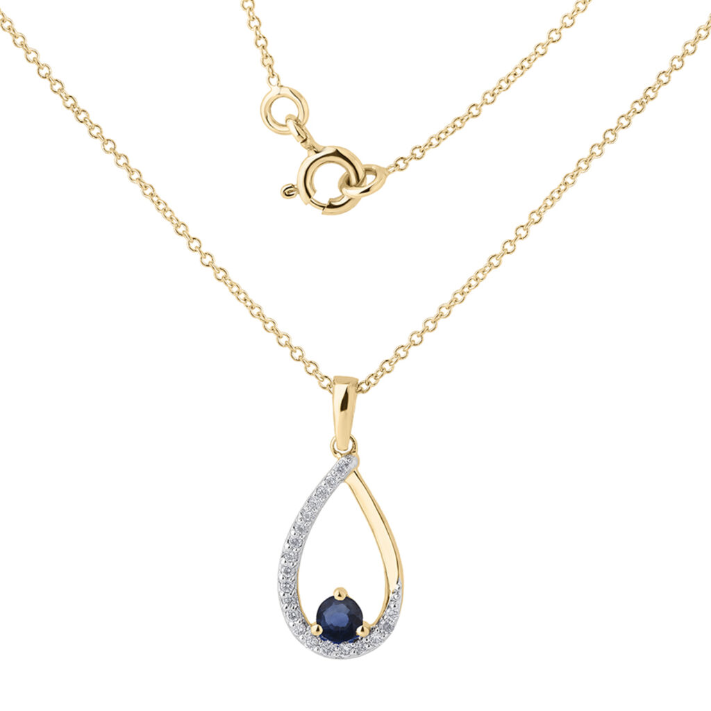 Blue diamond gold necklace