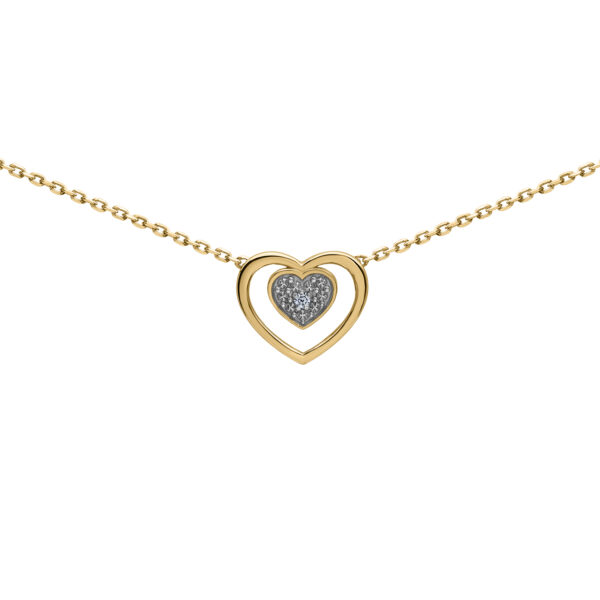 Heart shape gold diamond necklace