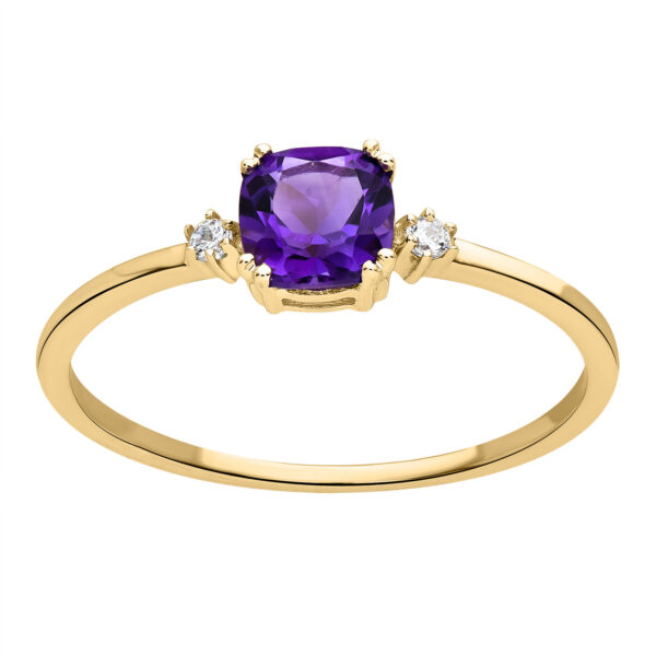 Purple Diamond Gold Ring